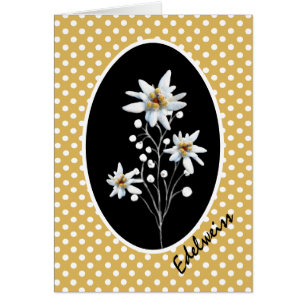 Edelweiss Flowers op Gele en Witte Polka Dots