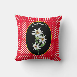 Edelweiss Flowers op Red and White Polka Dots Kussen