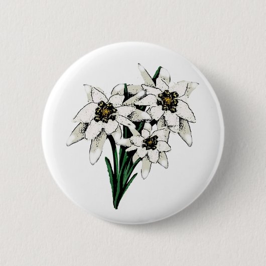Edelweiss Flowers Ronde Button 5,7 Cm (Voorkant)