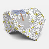 Edelweiss handgetekende Alpen Wildflower Patroon B Stropdas (Opgerold)