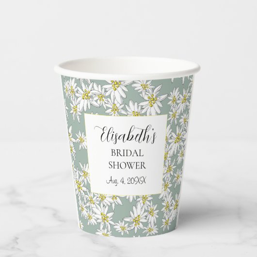 Edelweiss Handgetekende Gepersonaliseerde Waterver Papieren Bekers (Voorkant)