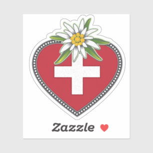Edelweiss hart Zwitserse vlag Die Cut Sticker