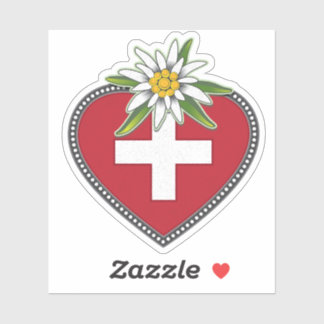 Edelweiss hart Zwitserse vlag Die Cut Sticker