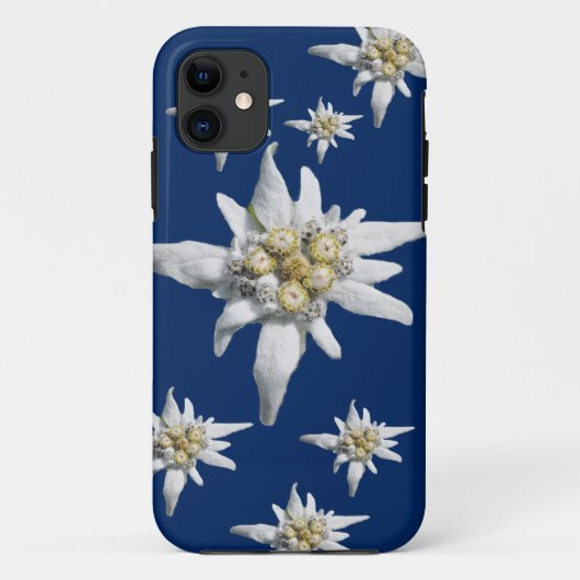 Edelweiss-Hoesje tegen donkerblauwe achtergrond Case-Mate iPhone Case (Achterkant)