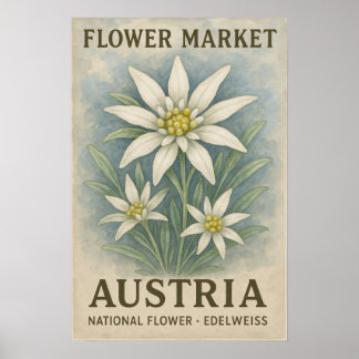 Edelweiss Kunstprint Oostenrijk Nationale Bloem Po Poster