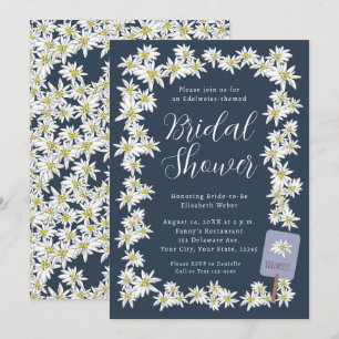 Edelweiss Navy Blue Wildflower Vrijgezellenfeest Kaart
