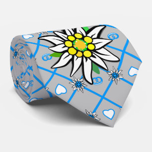 Edelweiss op zwarte knoop stropdas
