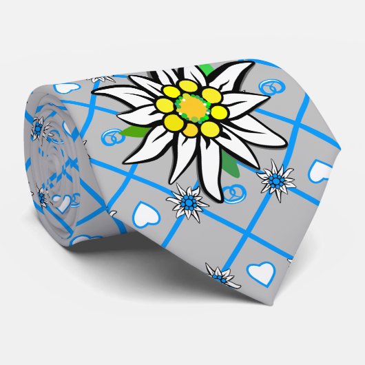 Edelweiss op zwarte knoop stropdas (Opgerold)