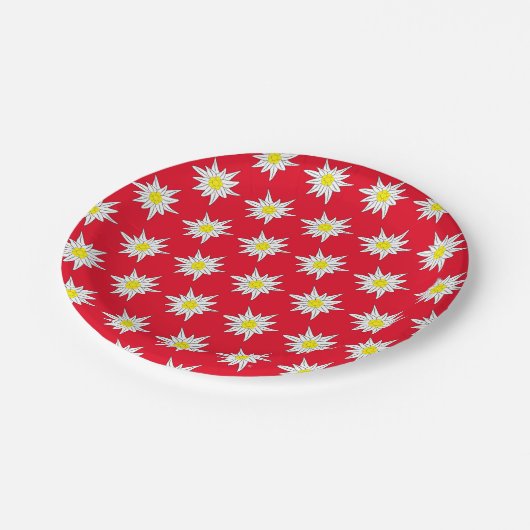  Edelweiss Patroon Rood Rond Papier Bord (Gekanteld)
