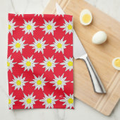 Edelweiss Pattern Red Kitchen Towels Theedoek (Quarter Fold)