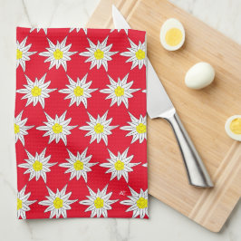 Edelweiss Pattern Red Kitchen Towels Theedoek