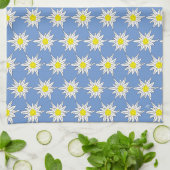 Edelweiss Print Blauwe Keukendoeken Theedoek (Gevouwen)