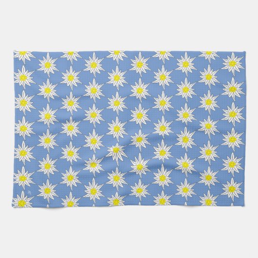 Edelweiss Print Blue Kitchen Towels Theedoek (Horizontaal)