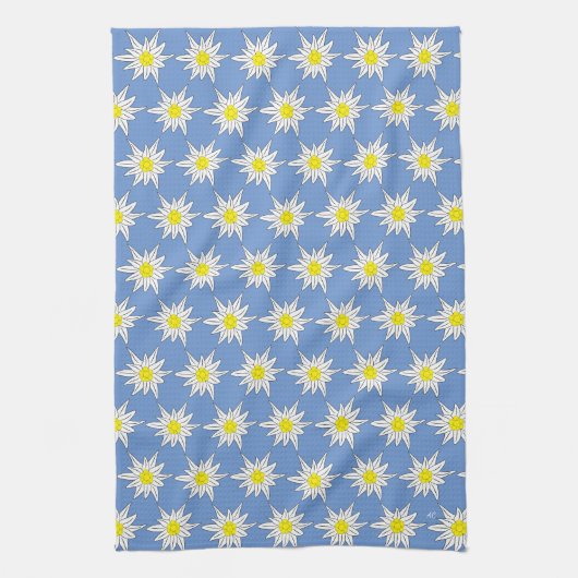 Edelweiss Print Blue Kitchen Towels Theedoek (Verticaal)