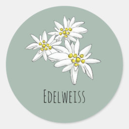 Edelweiss Sound of Music Sage Green Alpine Floral Ronde Sticker