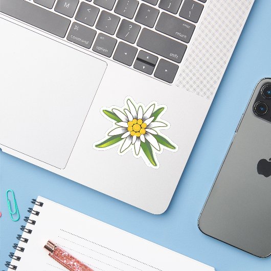 Edelweiss-Sticker Sticker (Laptop met iPhone)