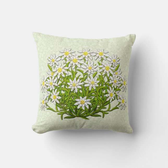 Edelweiss Swiss Mountain Flowers Pillow Kussen (Voorkant)