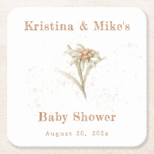 Edelweiss Wildflower Baby shower Kartonnen Onderzetters
