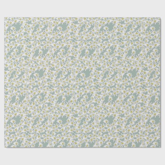 Edelweiss Wildflower Sage Green Schattige Alpine F Cadeaupapier (Vlak)