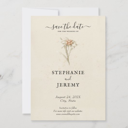 Edelweiss Wildflower Sla de uitnodiging tot datum  (Voorkant)