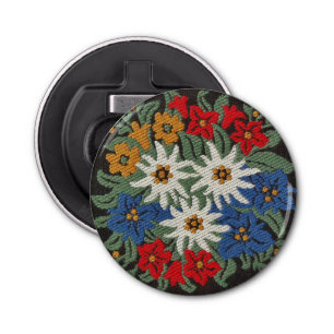 Edelweiss Zwitsers alpenventiel Button Flesopener