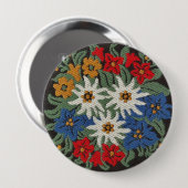 Edelweiss Zwitsers alpenventiel Ronde Button 4,0 Cm (Voorkant /achterkant)