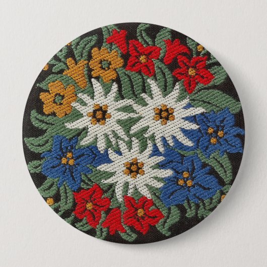 Edelweiss Zwitsers alpenventiel Ronde Button 4,0 Cm (Voorkant)