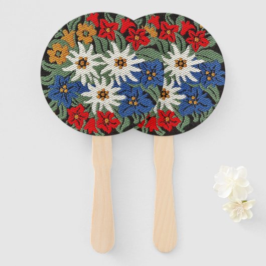 Edelweiss Zwitsers alpenventilator Handwaaier (Voorkant en achterkant)