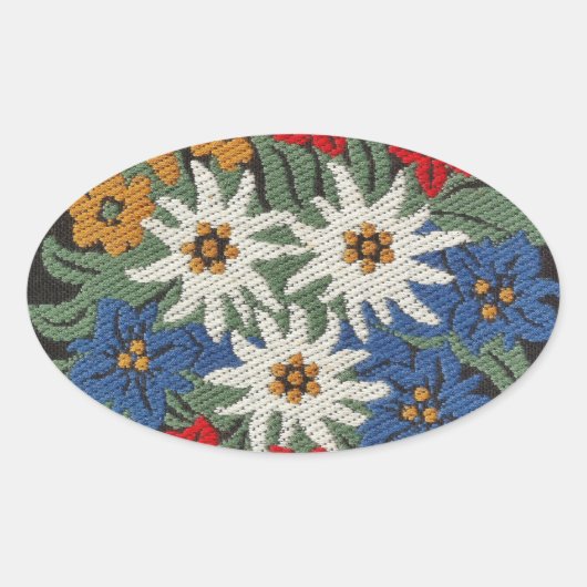 Edelweiss Zwitsers alpenventilator Ovale Sticker (Voorkant)