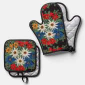 Edelweiss Zwitsers alpenventilator Ovenwant & Pannenlap Set (Voorkant / Achterkant)