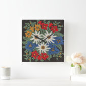 Edelweiss Zwitsers alpenventilator Vierkante Klok (Huis)