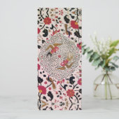EDEN Flowers and Birds Black Red Pink Floral Aankondiging (Staand voorkant)