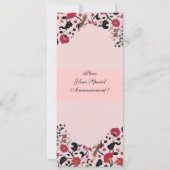 EDEN Flowers and Birds Black Red Pink Floral Aankondiging (Achterkant)