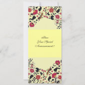 EDEN Flowers and Birds Black Red Yellow Floral Aankondiging (Achterkant)