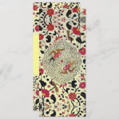 EDEN Flowers and Birds Black Red Yellow Floral Aankondiging (Voorkant / Achterkant)