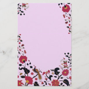 EDEN, STROMEN EN VOGELS Floral Monogram roze Briefpapier