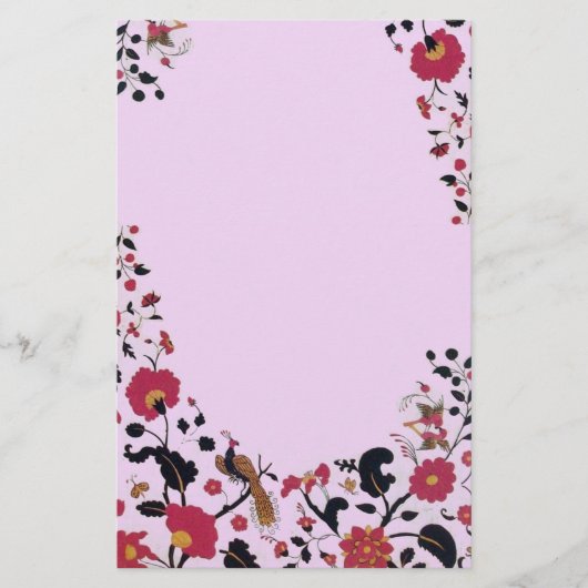 EDEN, STROMEN EN VOGELS Floral Monogram roze Briefpapier (Voorkant)