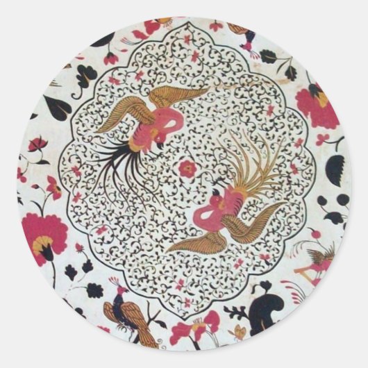 EDEN/TORTELDUIFJES, PEACOCK EN RODE ROSEN RONDE STICKER (Voorkant)