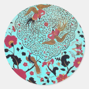 EDEN/TORTELDUIFJES, PEACOCK EN RODE ROSEN RONDE STICKER