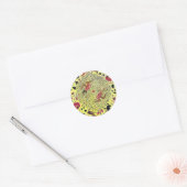 EDEN/TORTELDUIFJES, PEACOCK EN RODE ROSEN RONDE STICKER (Envelop)