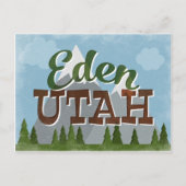 Eden Utah Fun Retro Snowy Mountains Briefkaart (Voorkant)