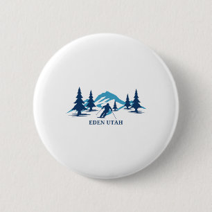 Eden Utah Skigebied Skiën Skiloper Ronde Button 5,7 Cm