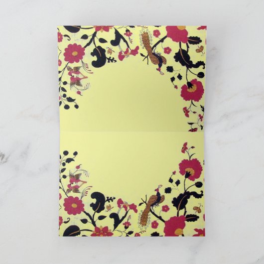 EDEN VLIEGENDE VOGELS, BLOEMEN Rood Zwart Geel Blo Feestdagen Kaart (Binnen)