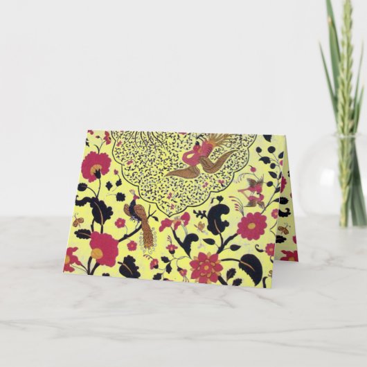 EDEN VLIEGENDE VOGELS, BLOEMEN Rood Zwart Geel Blo Feestdagen Kaart (Voorkant)