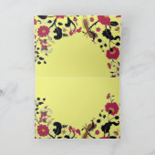 EDEN VLIEGENDE VOGELS, BLOEMEN Rood Zwart Geel Blo Feestdagen Kaart (Binnen)