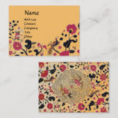 EDEN, WHIMSICAL GARDEN, BIRDS Black Red Peach Flor Visitekaartje (Voorkant / Achterkant)