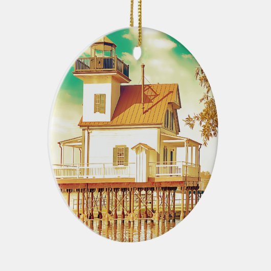 Edenton NC Lighthouse Keramisch Ornament (Rechts)