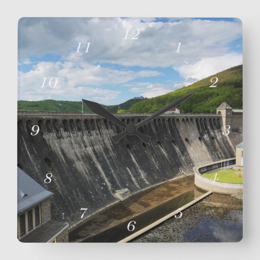 Edersee Staumauer mit Schloß Waldeck Vierkante Klok (Voorkant)