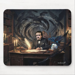 Edgar A. Poe componeert The Raven in gotische drom Muismat