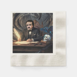 Edgar A. Poe componeert The Raven in gotische drom Servet